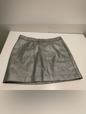GAP Brand Women's Size 6 NWT Lighty Gray & Silver Wool Blend Mini Skirt Metallic